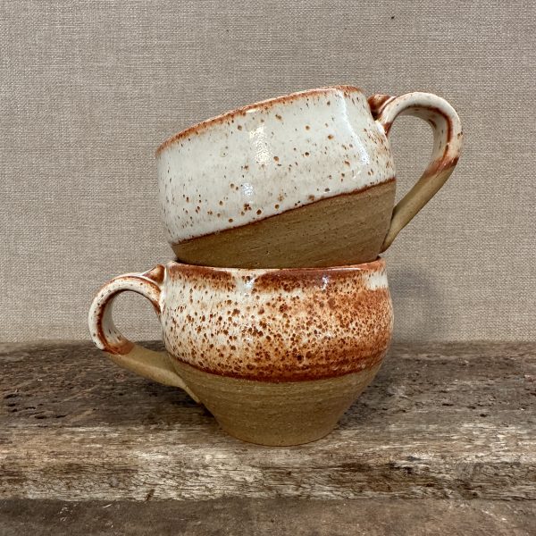 White pottery mug