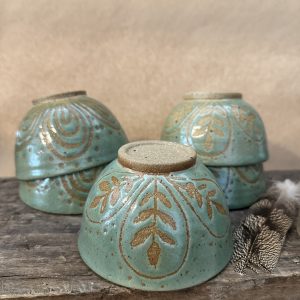 Small Bowl in Green with Plant design