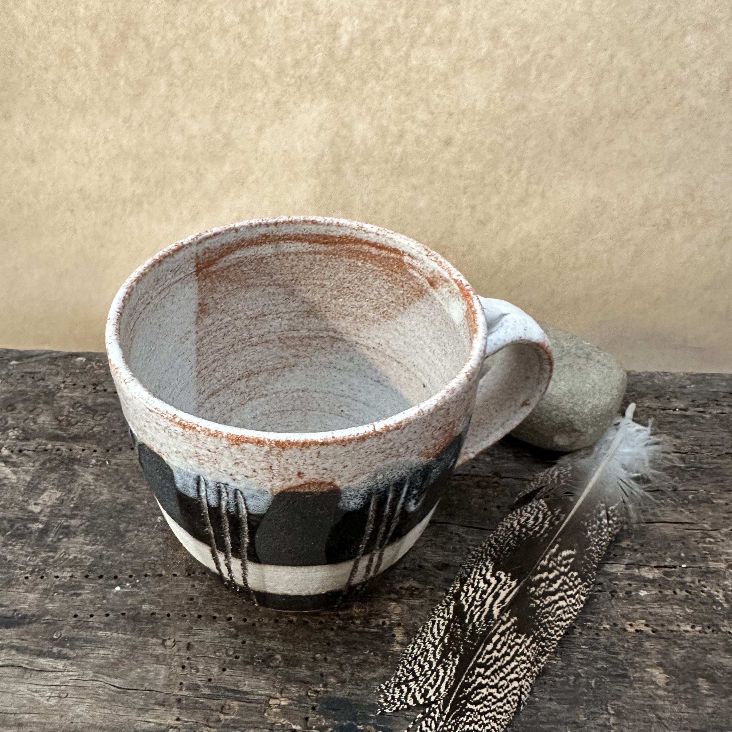 Large Tartan Mug | Sandstone and Matte Black - Image 4