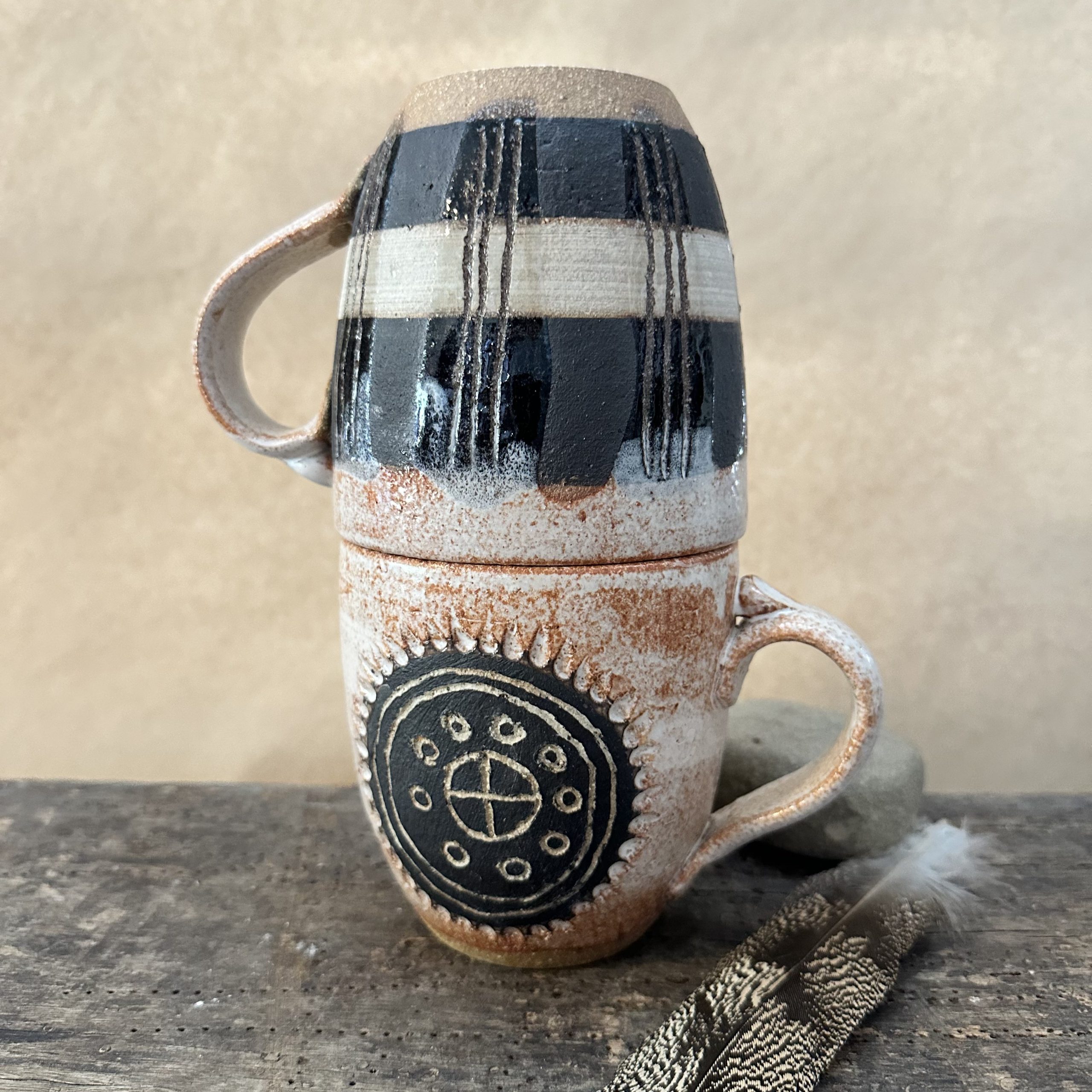 Large Tartan Mug | Sandstone and Matte Black - Image 7