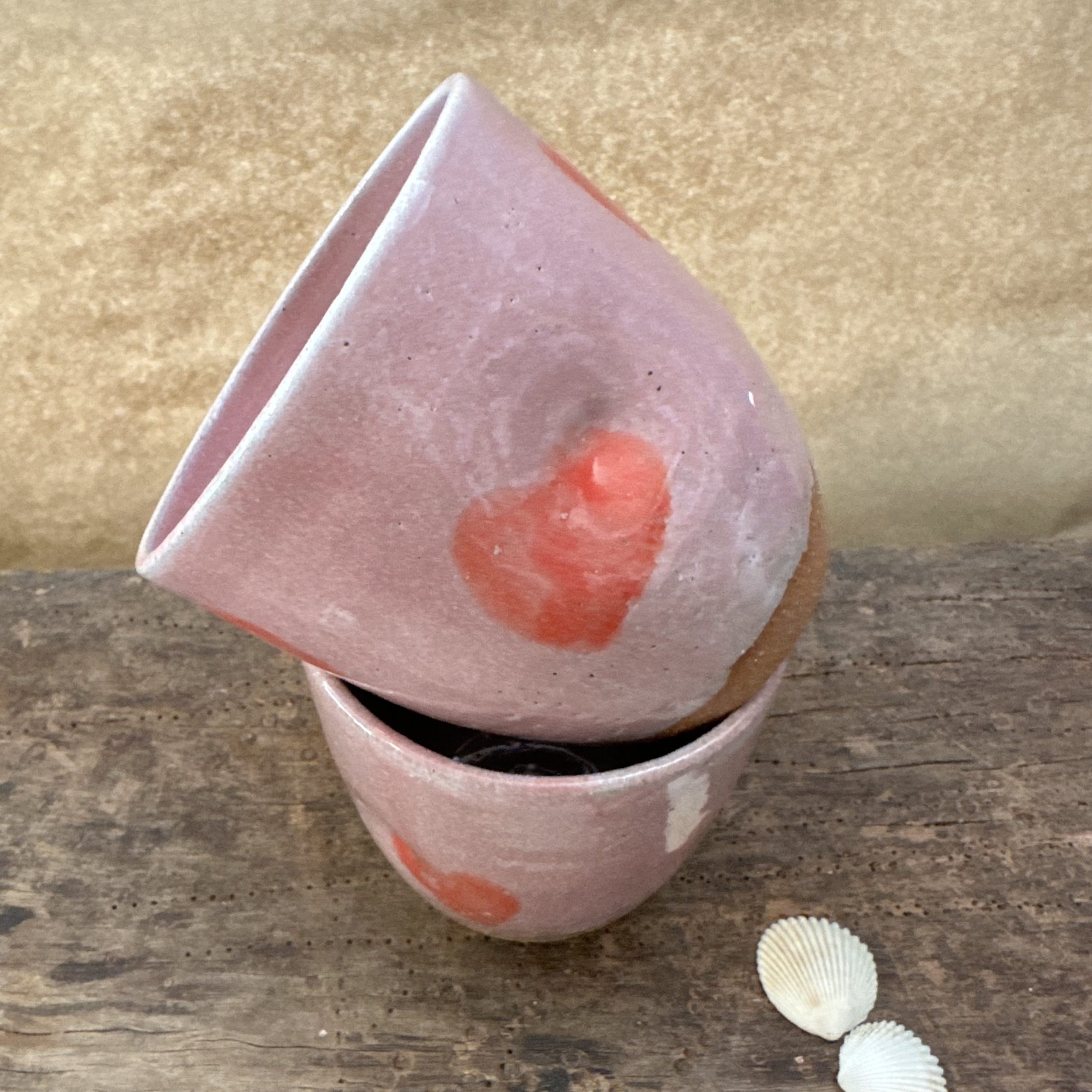 Large Tumbler | Dusky Pink with hearts | with dimples - Image 4