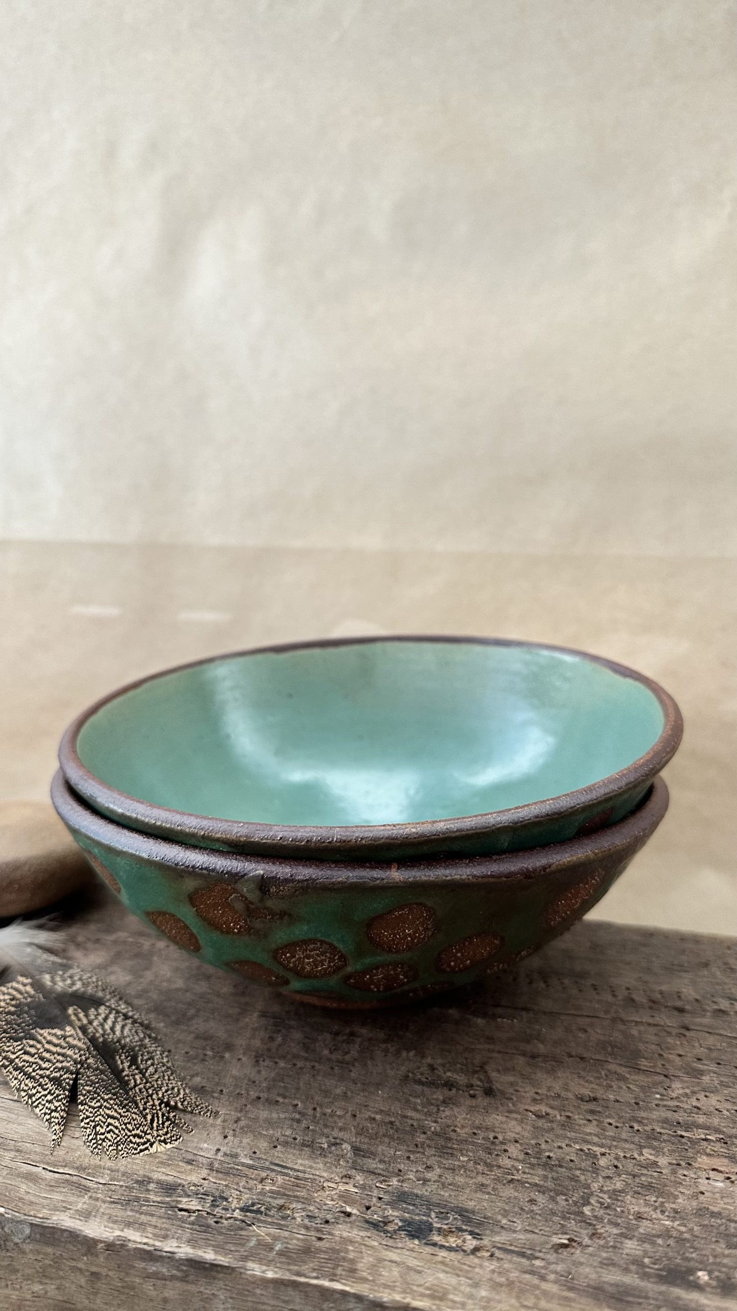 PAIR OF BOWLS | GREEN EARTH | DOTS - Image 7