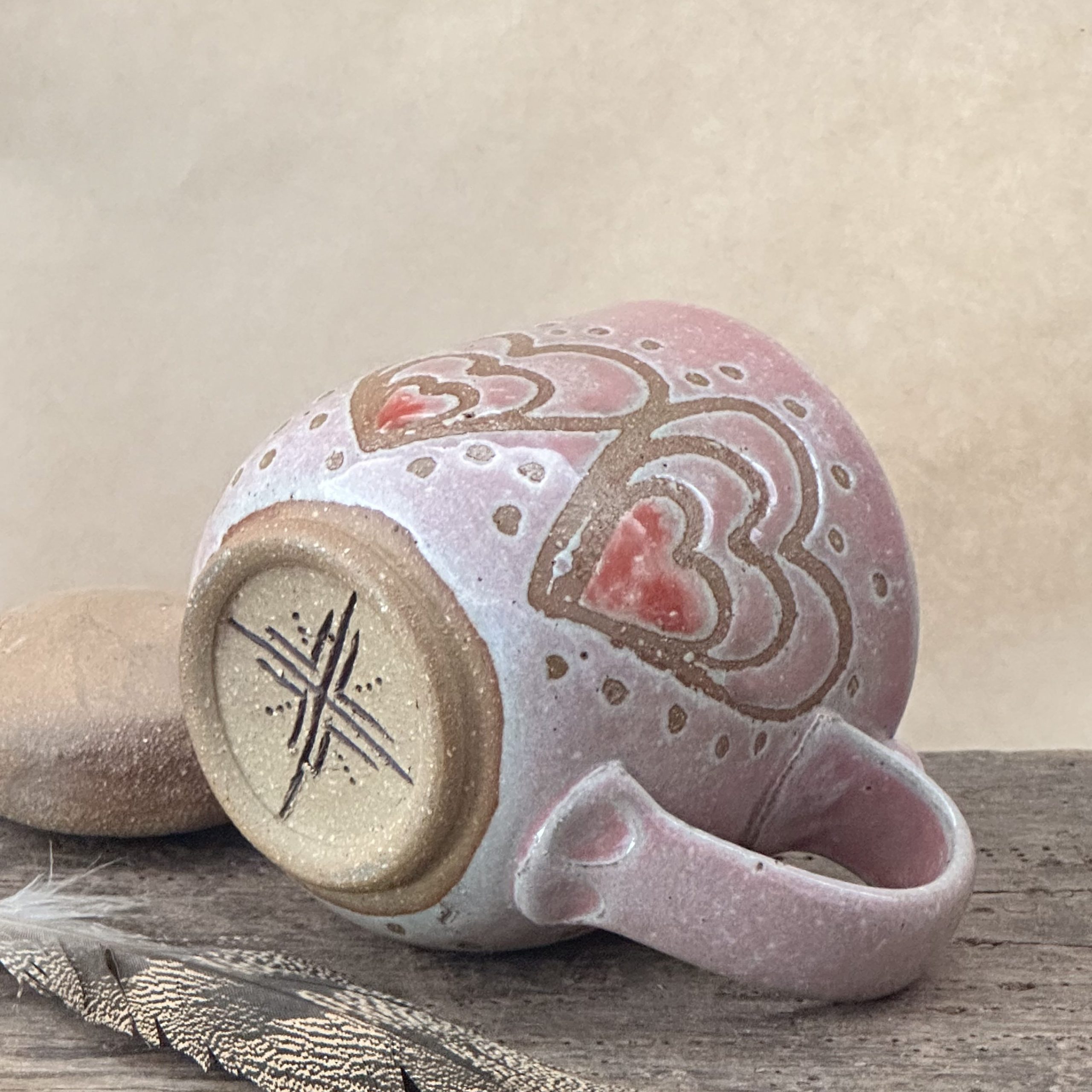 BAZIC MUG | DUSKY PINK GLAZE | HEART - Image 2