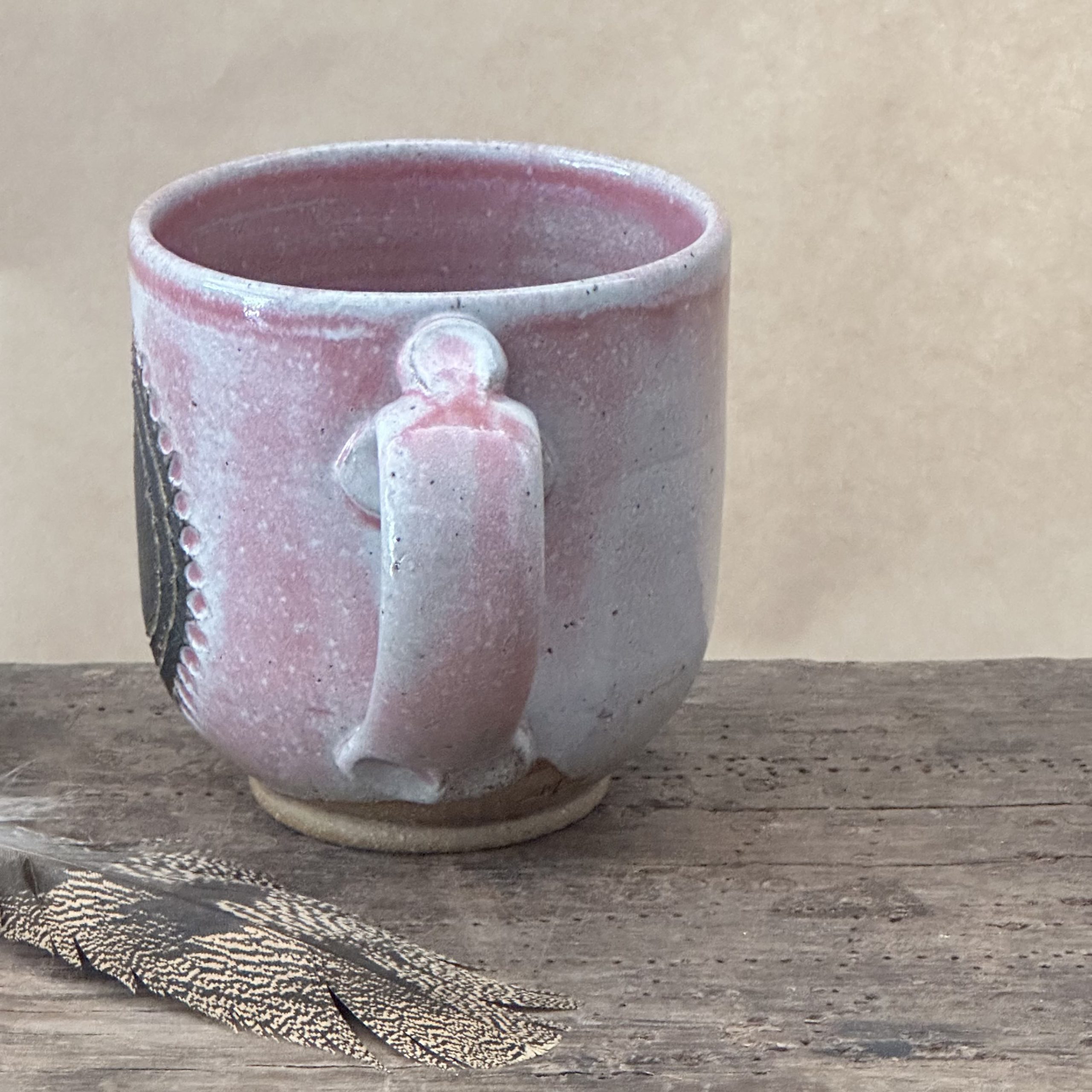 BAZIC MUG | DUSKY PINK GLAZE | CARVED SHEILD - Image 5