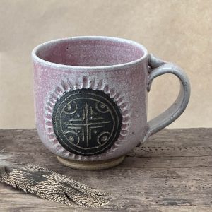 BAZIC MUG | DUSKY PINK GLAZE | CARVED SHEILD