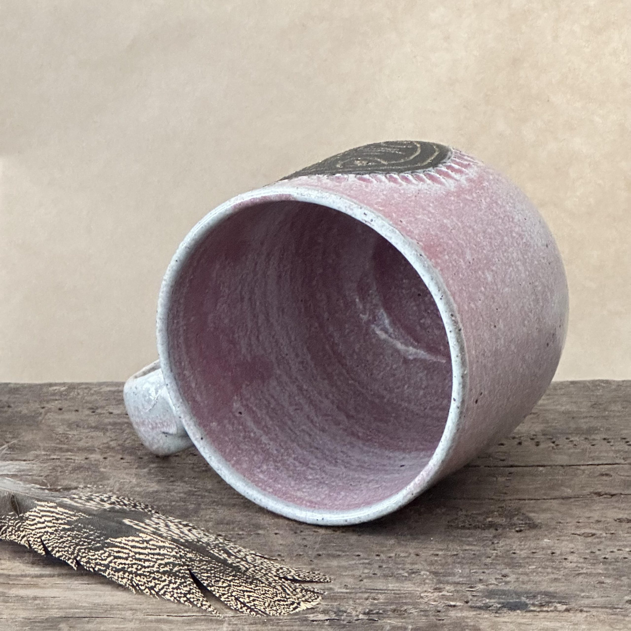 BAZIC MUG | DUSKY PINK GLAZE | CARVED SHEILD - Image 4