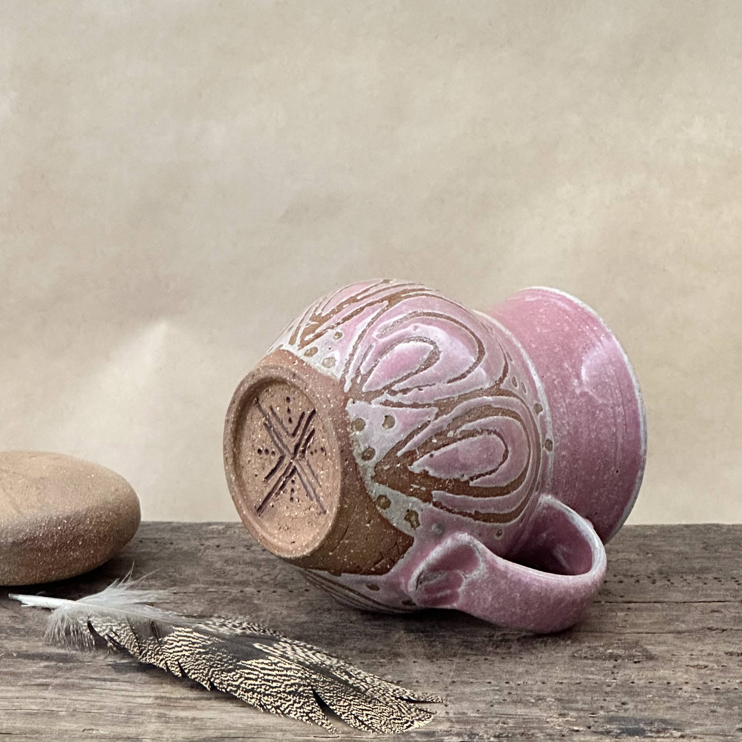 MATRIARCH MUG | DUSKY PINK GLAZE | PEACOCK - Image 2