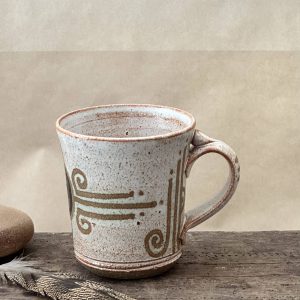 ZENITH MUG | SANDSTONE GLAZE | TRIBAL DESIGN WITH MATTE BLACK SHEILD
