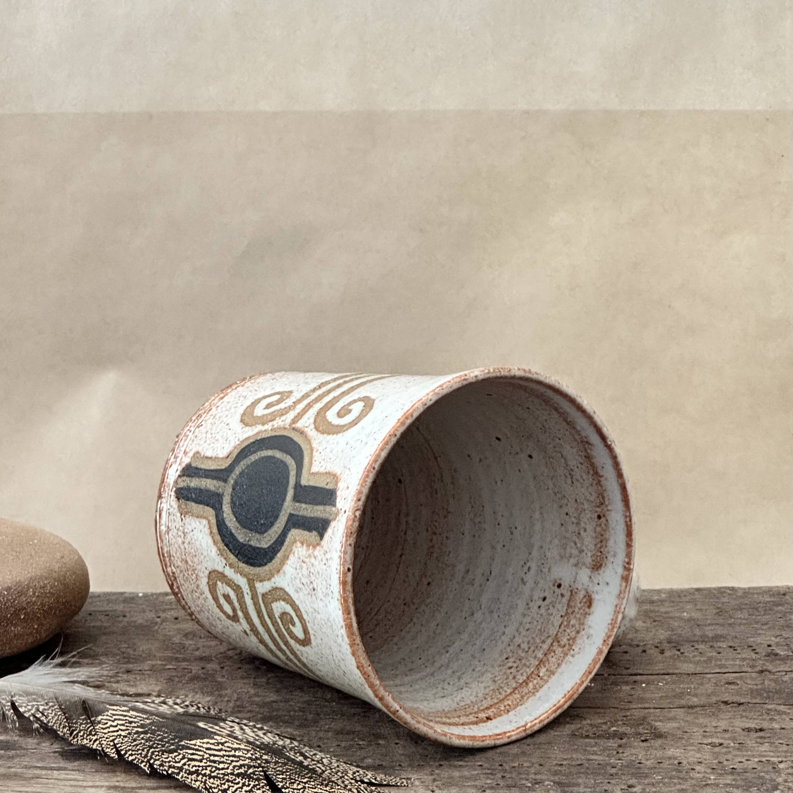 ZENITH MUG | SANDSTONE GLAZE | TRIBAL DESIGN WITH MATTE BLACK SHEILD - Image 4