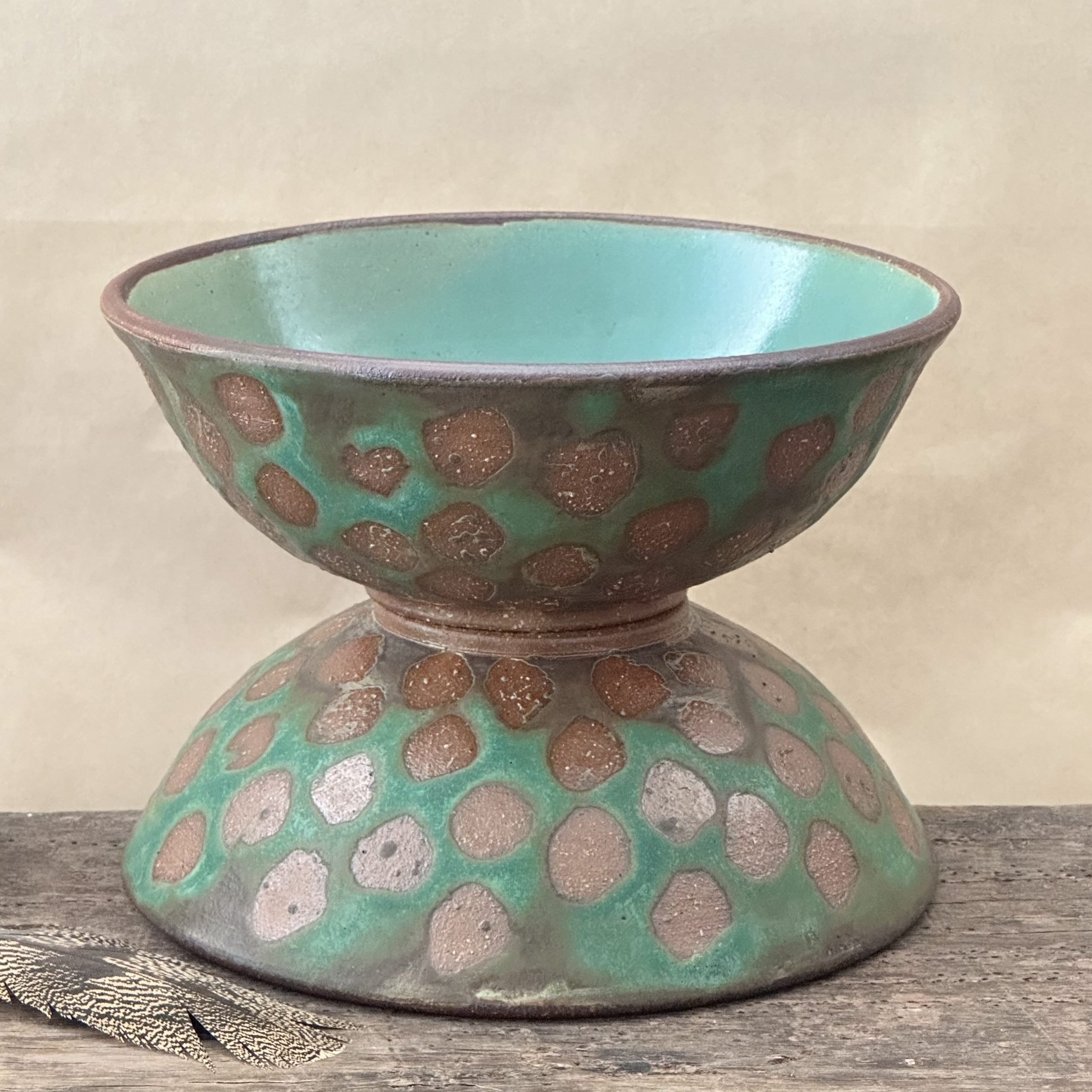 PAIR OF BOWLS | GREEN EARTH | DOTS - Image 2